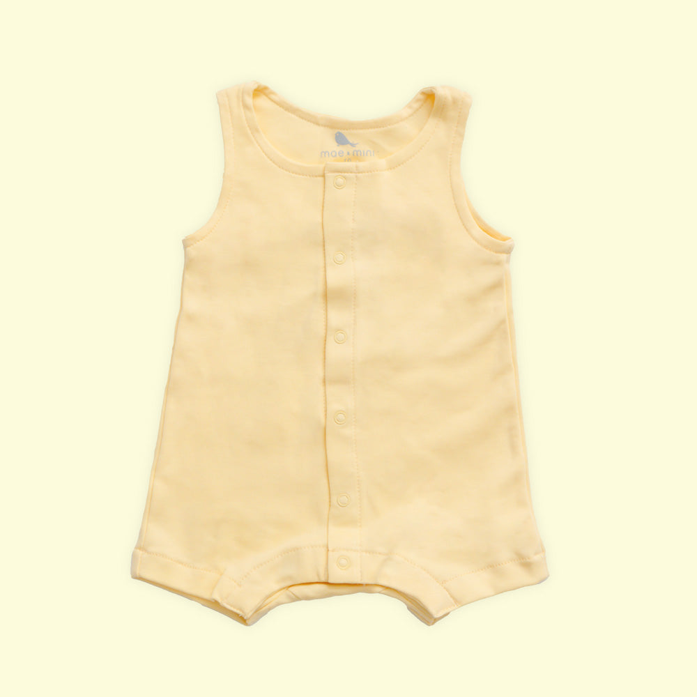 Overol Corto Amarillo Bebe - algodon pima certificado GOTS